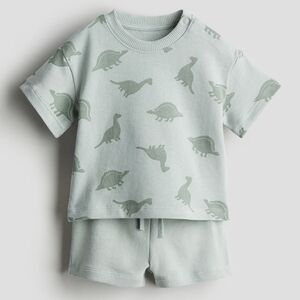H&M Kids Matching Set in Light Green with Dinosaur Print